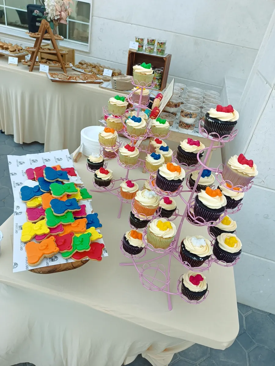Cupcake and dessert table at a YogaBears birthday party